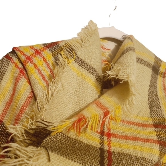 Women's Large Plaid Tan, Brown, Red and Black Infinity Scarf (One Size) - Picture 10 of 16